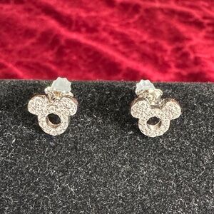 Disney Silver Mickey Mouse Crystal Earrings
